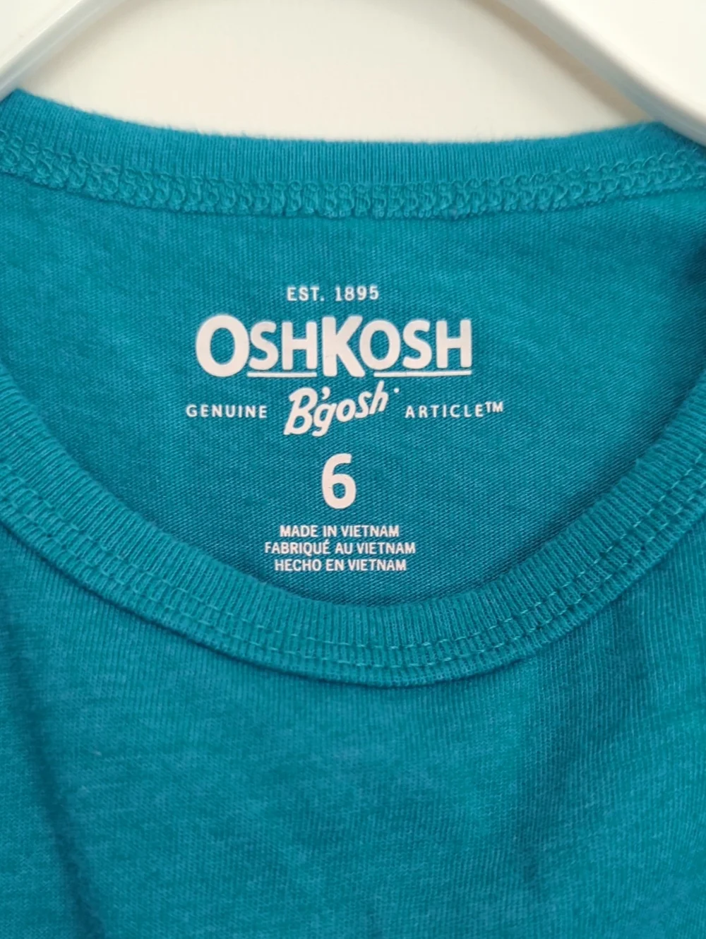 3/$20🌟 OshKosh B'gosh Boy's Teal Raw Cut T-Rex Dinosaur Graphic Tank Size 6